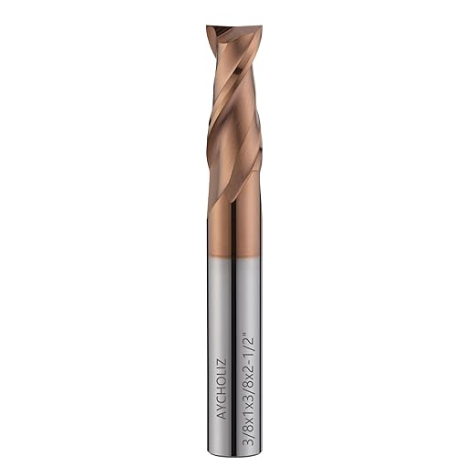 2 Flute 3/8" Carbide Square End Mill Micrograin Milling Bits Sets TISIN Coating CNC Router Bit for Steel