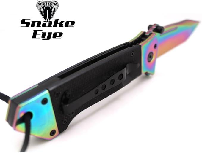 Snake Eye Tactical Heavy Duty Every Day Carry Folding Pocket Knife (Rainbow)