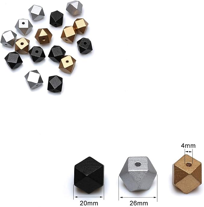 20mm Geometric Wood Beads - Image 4