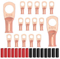 8Pcs 8 AWG 3/8" Stud and 8Pcs 8 AWG 5/16" Stud Heavy Duty Copper Wire Lugs with 16Pcs Heat Shrink Tubing 8 Gauge Ring Terminals 8 AWG Battery Cable Ends Bare Copper Eyelets