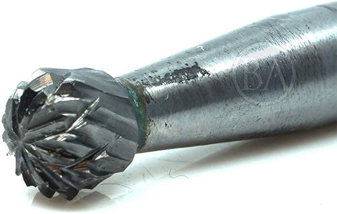 Benchmark Abrasives 6” Ball Shape Double Cut Tungsten Carbide Die Grinder Bits Metal Deburring Tool Rotary Burr, 1/4 Inch Shaft, Engraving Tool for Woodworking Shaping Carving (SD-1)