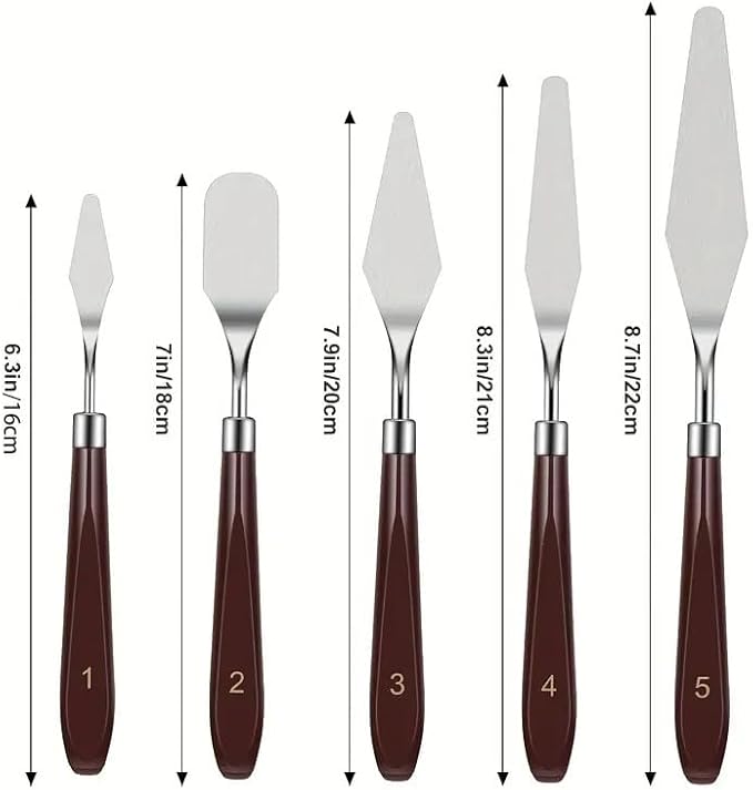 FUPUALL 5 Pieces Painting Knives Stainless Steel Spatula Palette Knife Oil - Image 6