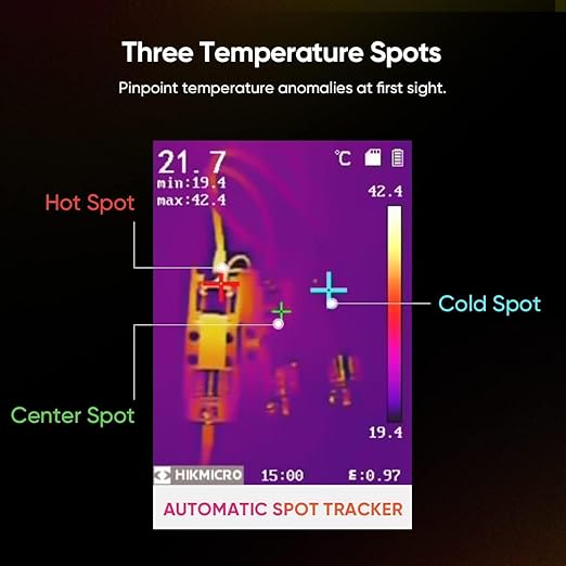 HIKMICRO E1L Thermal Imaging Camera with Laser Pointer, 160 x 120 IR Resolution/19200 Pixels, 25Hz Refresh Rate, Portable Handheld Thermal Imager, -4°F~1022°F Temperature Range