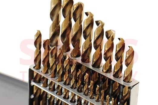 Shars 1/16-3/8" by 64ths 21 Pcs M35 Cobalt Heavy Duty Black & Gold Finish Jobber Drill Set 135° Point Angle 404-2204 New P(