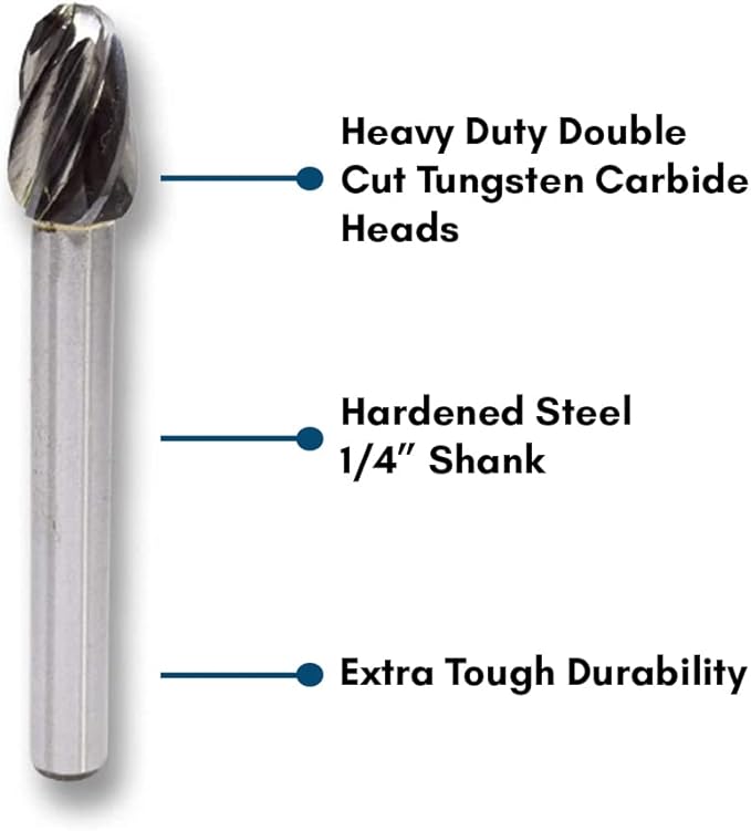 Benchmark Abrasives Ball Shape Premium Tungsten Carbide Burr with 1/4 Inch Shank Aluminum Cut Rotary Tool, Engraving Tool for Non-Metals Shaping Carving(SE-3NF)