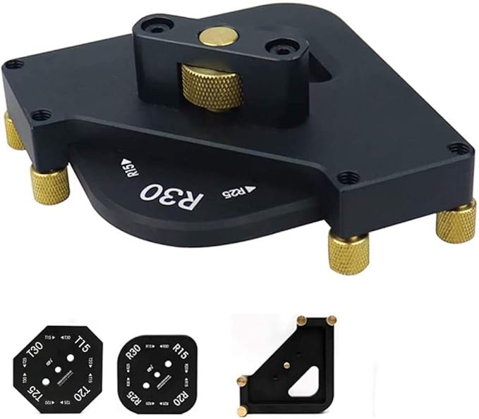 8 in 1 Aluminum Alloy Corner Radius Routing Templates Aluminium Alloy Router Templates for for Trimmer R10 R15 R20 R30, T15 T20 T25 T30 Half Round Corner Radius Quick-jig