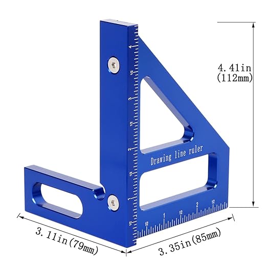 Imperial 3D Multi-Angle Measuring Ruler, 45/90 Degree Aluminum Alloy - Image 2