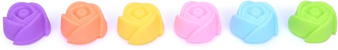 Mini Silicone Muffin Cups, 24 Pack Reusable Cupcake Molds, Rose | Nonstick 2 - Image 4