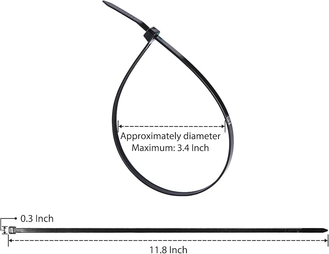 Cable Zip Ties 12 inch Cehony 1000 Pack Black Zip Ties Heavy Duty 50lbs Tensile Strength Plastic Zip Ties for Outdoor and Indoor Multi-Purpose Cable Ties Self-Locking UV Resistant Wire Ties Wraps