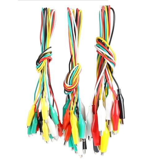 Alligator Clip Test Leads - 50cm Multicolor Wire Jumpers with 4.5cm Electrical Clips, Assorted Red Yellow Green Black White,10-Pack for Electrical Testing Electronic Experiments