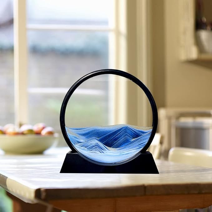 Aoderun Moving Sand Art Picture Round Glass 3D Deep Sea Sandscape in Motion - Image 2