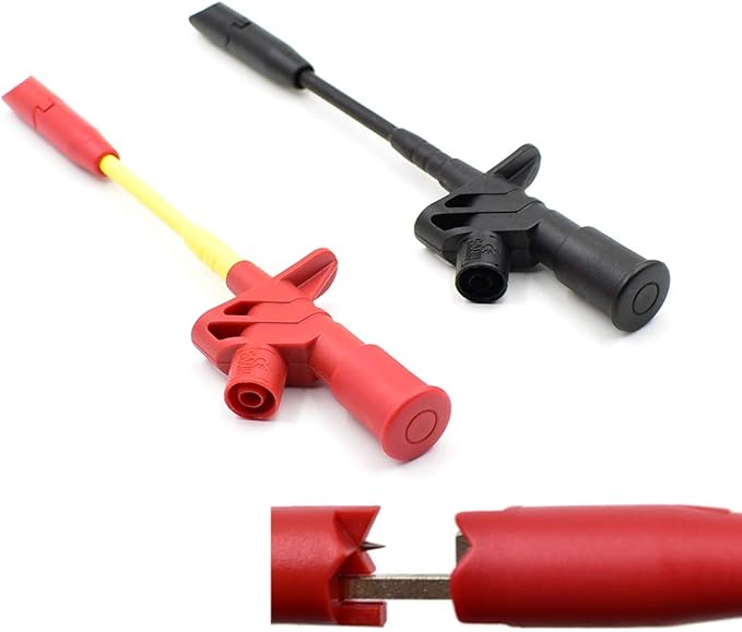 2Pcs Insulation Wire Piercing Probe Clip Test Lead Kit Multimeter Test Probes with 4mm Banana Socket for Automotive Diagnostic Tester Tool