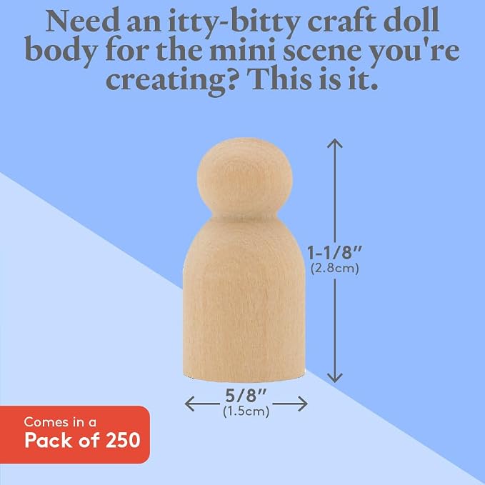 Miniature Wooden Peg Dolls 1-1/8 inch, Miniature Figures, and Small World Play - Image 4