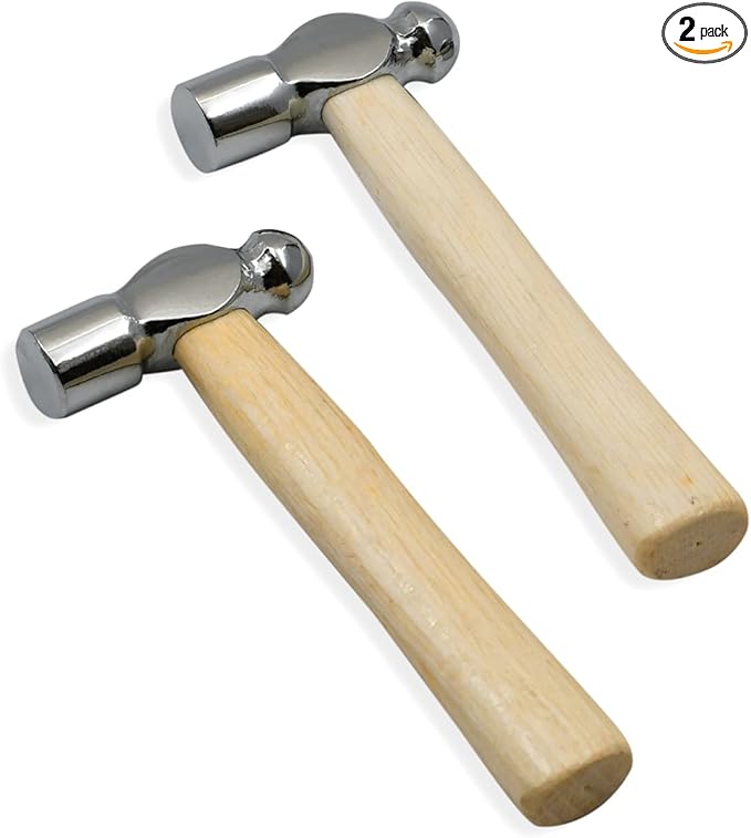 Mini Wooden Handle Round Head Hand Hammer,2 PCS Reinforced Ball Hammers,Round Head Wooden Handle,Escape Tool Hand Hammer for Prying Nails,Woodworking,Repairing,DIY