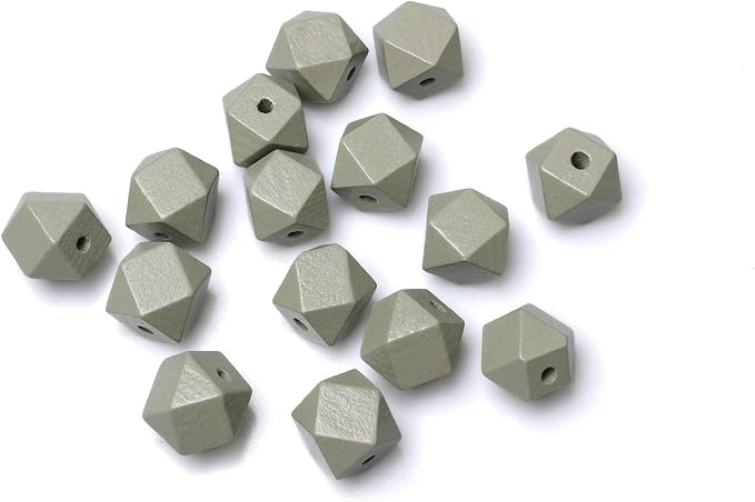 20mm Geometric Wooden Beads Light Green Polygon Wooden Loose Spacer Beads - Image 6