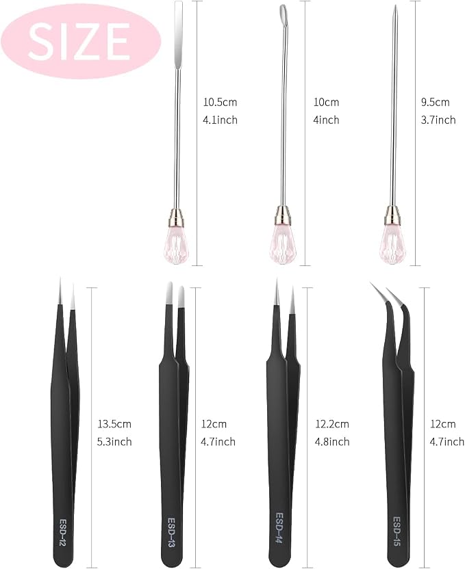 MSDADA 11 Pcs Silicone Resin Mold Tools Set Stirring Needle Spoon Tool Tweezers - Image 2