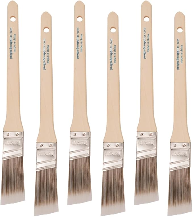 Vermeer Paint Brushes, 1 Inch Angled Paint Brush, Trim & Cut-in, 6 Pack | by Vermeer