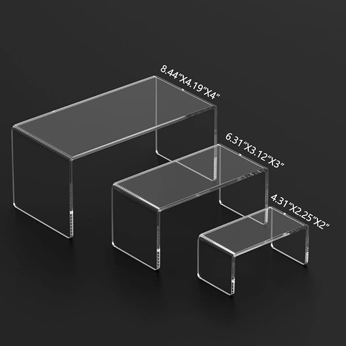HIIMIEI Acrylic Risers for Display Clear 3-Tier Risers Stands Showcase for - Image 2