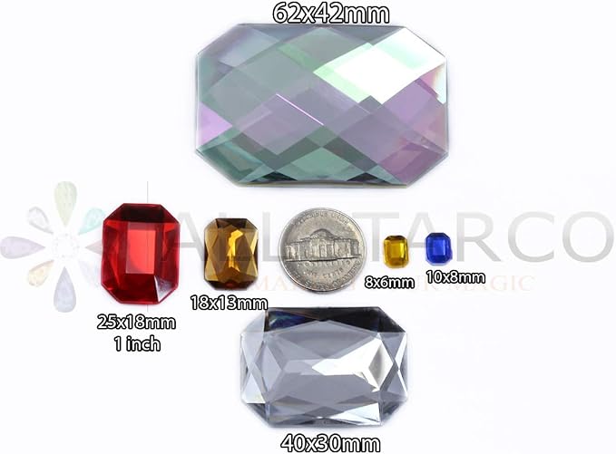 40x30mm Green Emerald A10 Large Flat Back Octagon Acrylic Rhinestones Cosplay - Image 6