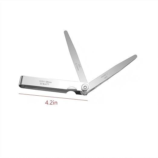 32 Blades Stainless Steel Feeler Gauges Set - Metric & Imperial Measuring Tools for Spark Plug and Valve Gap Adjustment, 0.03-1mm / 0.001-0.040 Inch