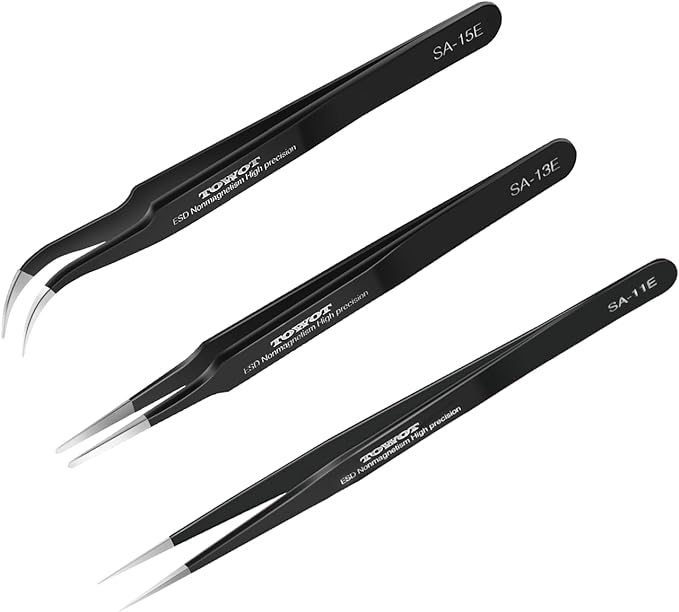 TOWOT 3 PCS Precision Tweezers Set, Premium Anti-static Stainless Steel by TOWOTPrecisionTool