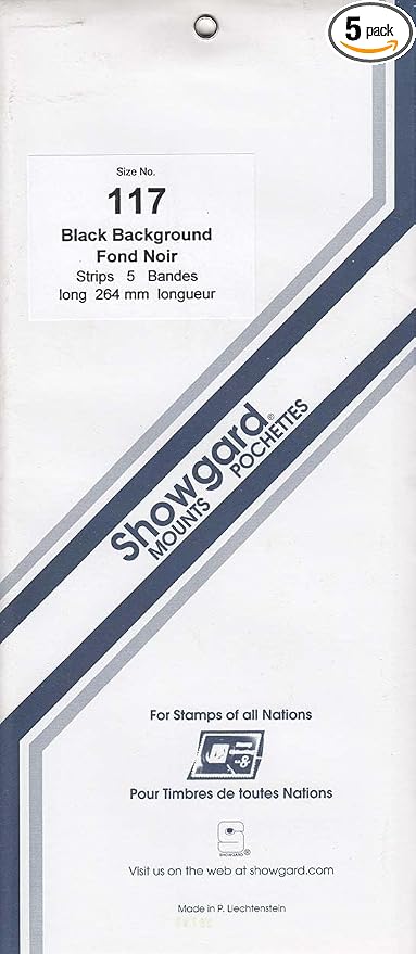 Strip Style Black Stamp Mounts Size 117 by Showgard