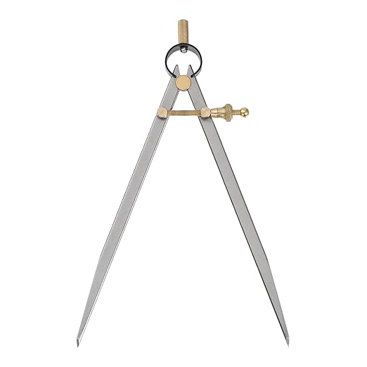 Spring Joint Caliper - [8 Inch] Carbon Steel Spring Divider Caliper with Brass Fulcrum for Metalworking Drawing Use, Flat Leg