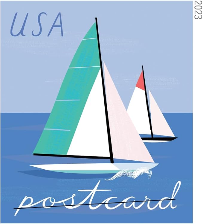 United States Postal Service Sailboats 2023 Blue Rectangular Postcard Stamps - Image 9