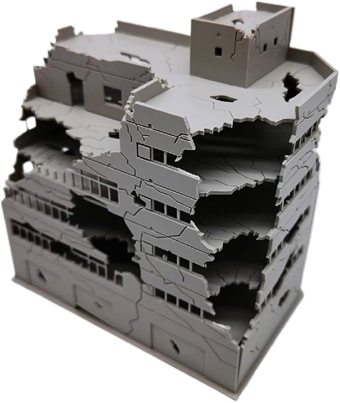SiyphuNing N Scale 1/144 Large Size Wide 5.2inch Ruined Damaged Building After by SiyphuNing