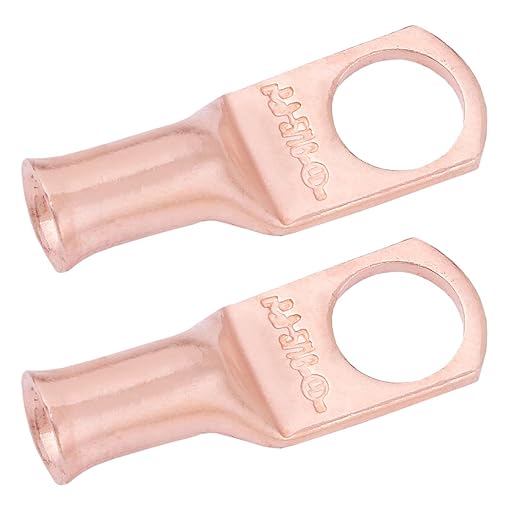 SELTERM 2pcs 8 AWG 5/16" Stud Copper Wire Lugs, Battery Lugs, Ring Terminals, Battery Cable Ends, 8 Gauge Ring Terminal Connectors, UL Heavy Duty Bare Copper Eyelets Battery Terminal Connectors