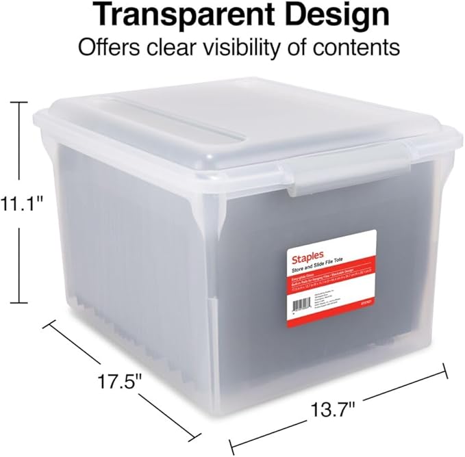 STAPLES Store & Slide Plastic File Box Latching, Letter/Legal Size - Image 2