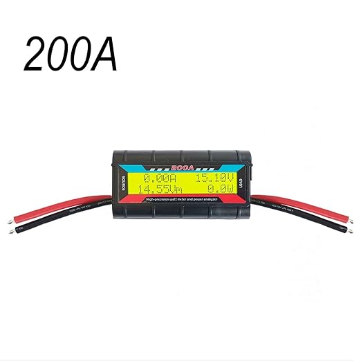 200A RC Watt Meter, High Precision Power Analyzer, DC 0-60V Volt Amp Watt Checker Tester, with Digital Yellow LCD Screen- for Voltage, Current, Power, Charge and Energy Measurement