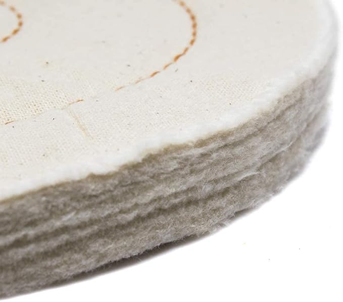 Benchmark Abrasives 6" Cotton Cushion Sewn Buffing Polishing Wheel for Bench Grinder with 1/4" Mandrel, for Polishing Finishing Smoothing on Aluminum, Stainless Steel (Cotton Cushion)