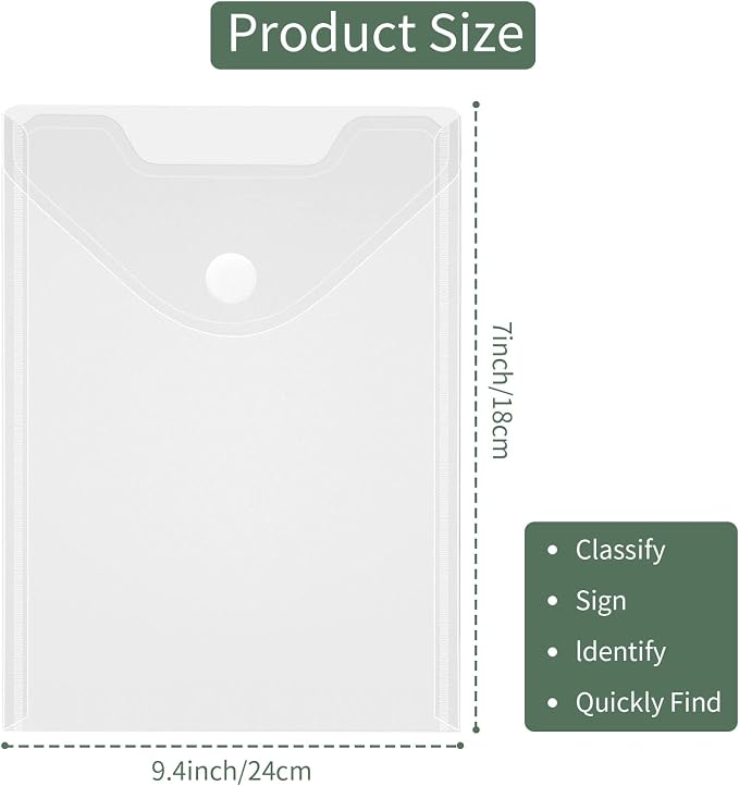 24 Pack Large Clear Die & Stamp Storage Bag Transparent Plastic Folders - Image 2