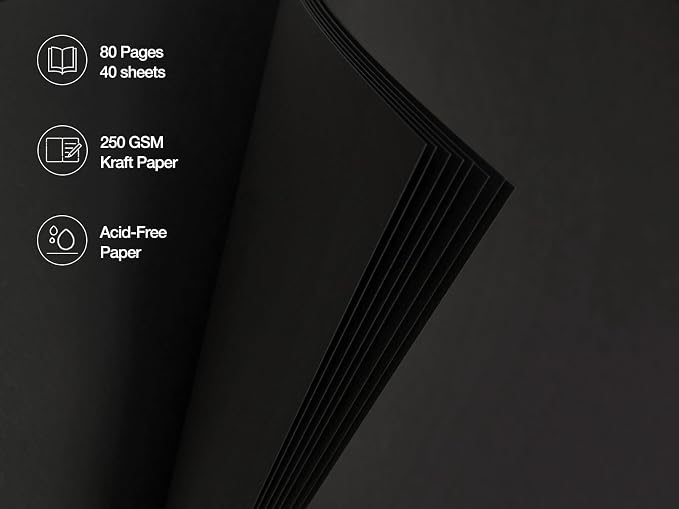 potricher 8 x 8 Inch DIY Scrapbook Photo Album 80 Pages Thick Kraft Blank Black - Image 5