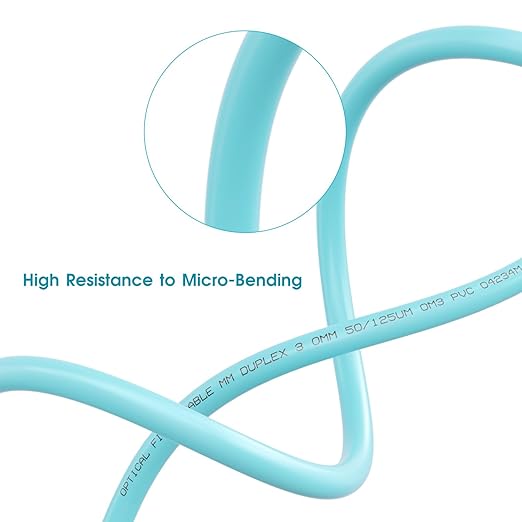 Fiber Patch Cable,10G/Gigabit Fiber Optic Cables with LC to LC Multimode OM3 Duplex 50/125 OFNP 5M（1Pack