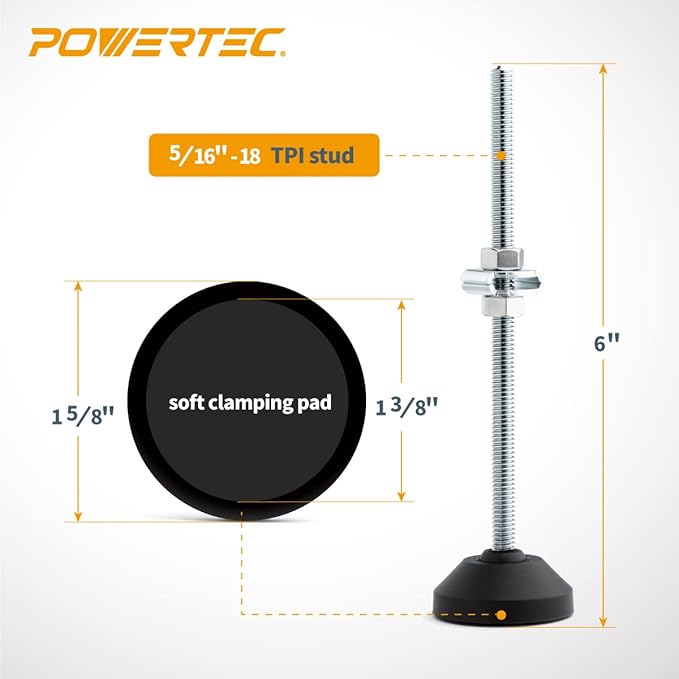 POWERTEC 71702 Vertical Hold Down Toggle Clamp and Mounting Plate Kit for Woodworking, 500LB Holding Capacity w/Quick Release