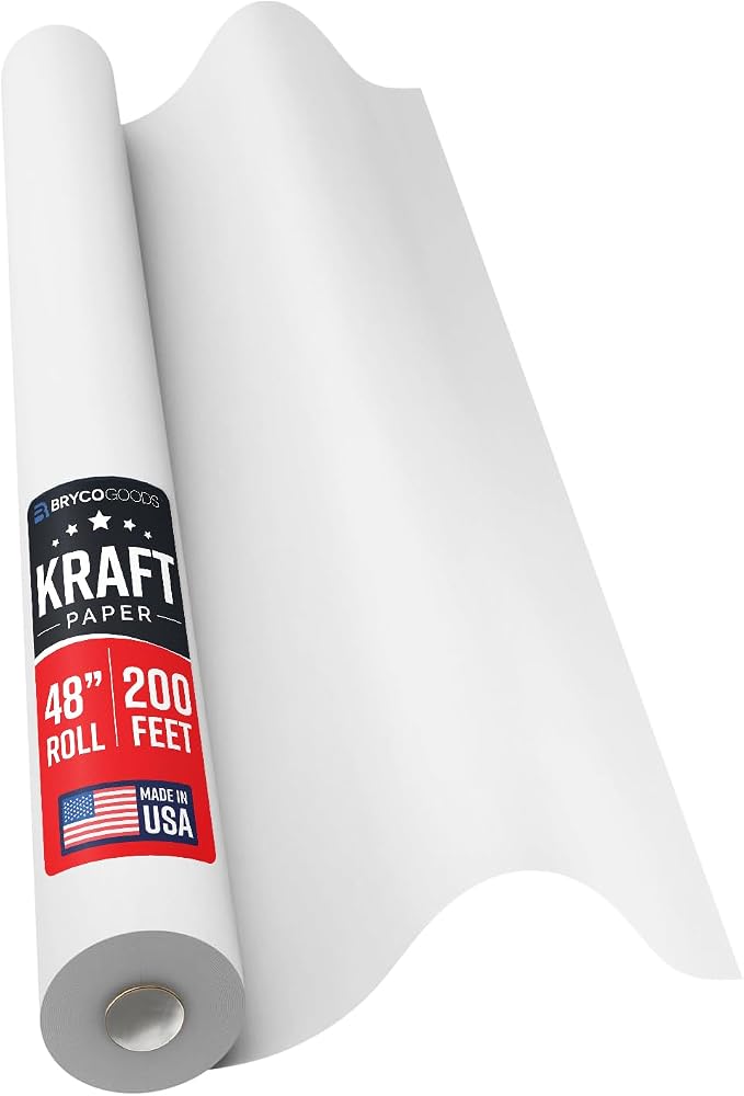 Bryco Goods 48" x 2400" White Kraft Paper Roll by BrycoGoods