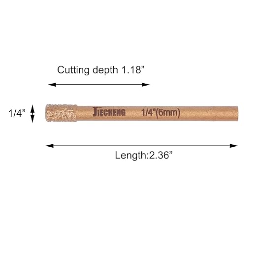 1/4 inch Diamond Hole Saw for Ceramic, Porcelain, Tile, Glass, Granite, Quartz, Marble, Gemstone – Dry Drilling，6mm 10pcs