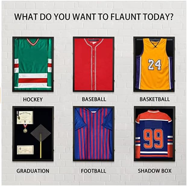 Jersey Frame Display Case 4 Pack, Large Lockable Shadow Box Sports Jersey Frame - Image 3