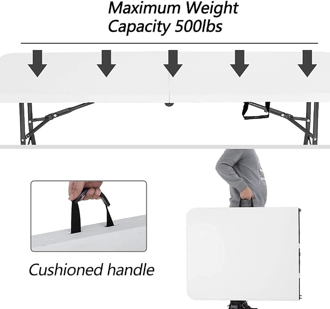 FDW Folding Half Portable Foldable Table - Image 4