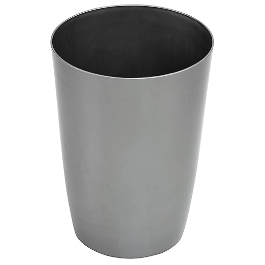 HOLDN’ STORAGE Small Trash Can - 1.58 Gallon Open Top Waste Bin, Compact Waste Can Perfect for Bathroom, Kitchen, Office, Dorm - Durable Garbage Can - Silver Brushed