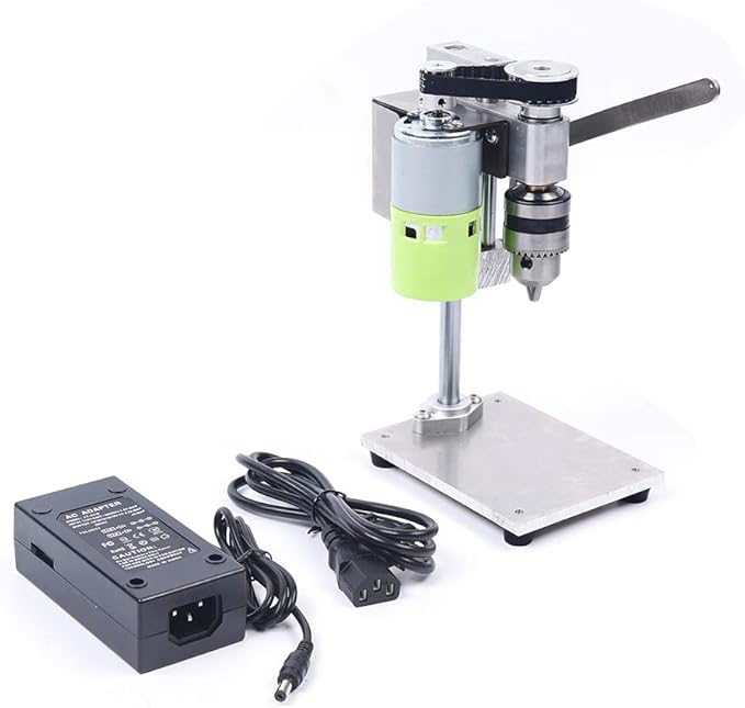 Mini Bench Drill Press Stand, Portable Bench Drilling Machine, 3.94x5.12x8.66 inch, 7 Speed Table Driller Chuck, Used for Drilling Iron, Wood and Plastic, Litht-Duty, for B12 Chuck