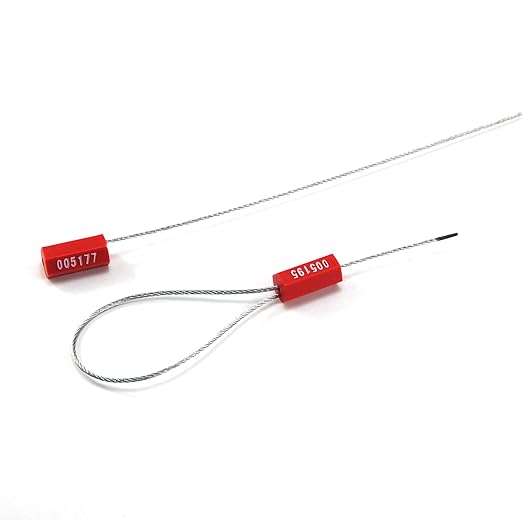 500 Wire Security Seals Numbered Steel Cable Seals Wire Tamper Seals Metal Wire Seals Steel Cable Tie Seals Pull Tight Cable Seal (Red)