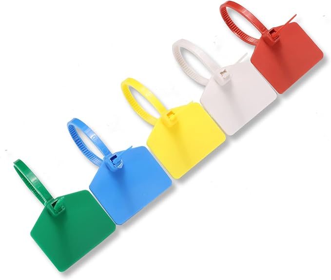 4 in Marker Nylon Cable Ties, Plastic Water Proof Tags, Self-Locking Written-on Cable Marker, Security Seals Label for Cabling, Wire Marking Label, Shipping Hanging Tags - Yellow/ 100pcs