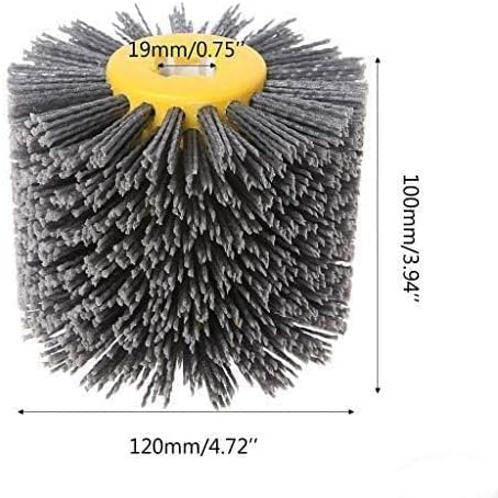 Abrasive Nylon Drawing Wheel Drum Burnishing Brush for Wooden Polishing 1 Pack (60 Grit Black)