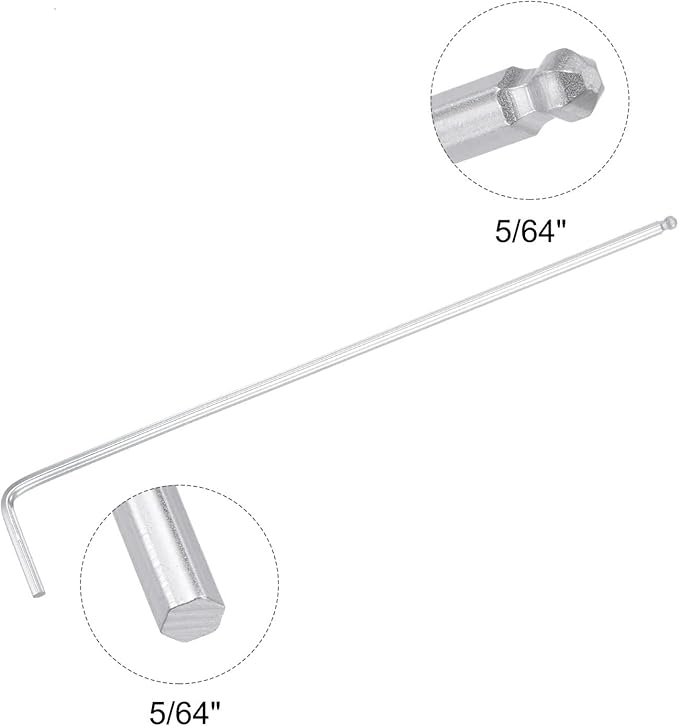 TOP-VIGOR 2Pcs 5/64" Ball End Hex Key Wrench, L Shaped Long Arm Allen Wrench for Household DIY, Professional Machine Repairing, CR-V