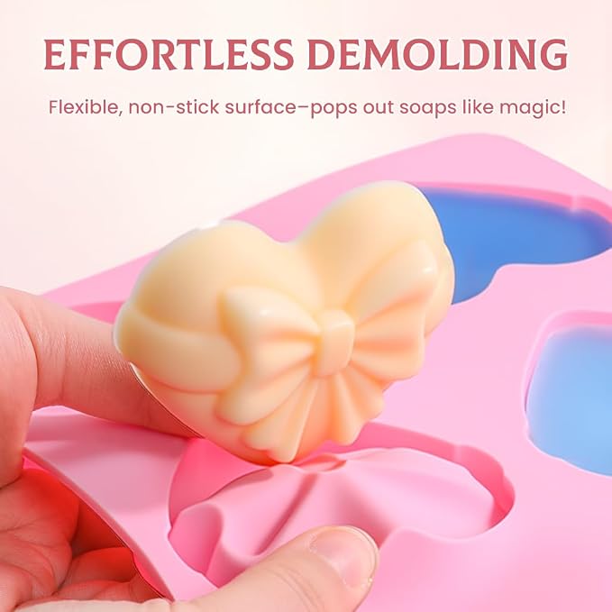 SJ Heart&Bow Shaped Silicone Mold 2 Packs, Soap Molds - Image 3
