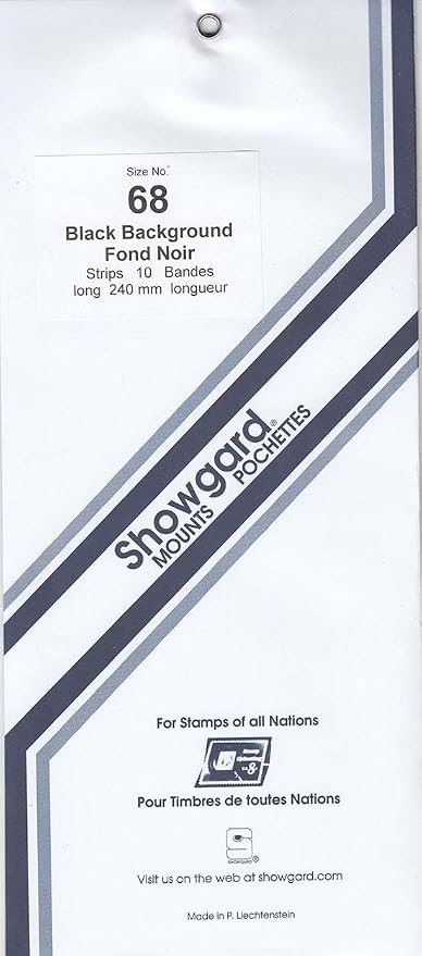 Strip Style Black Stamp Mounts Size 68 by Showgard