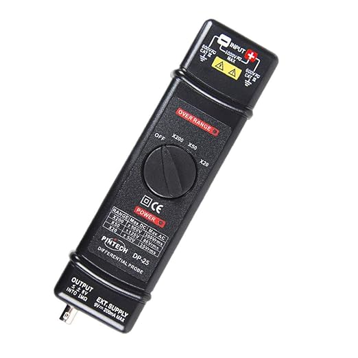 PINTECH High Voltage Differential Active Probe 1400V, 25MHz, 20X/50X/200X Attenuation Rate Oscilloscope Probe DP-25